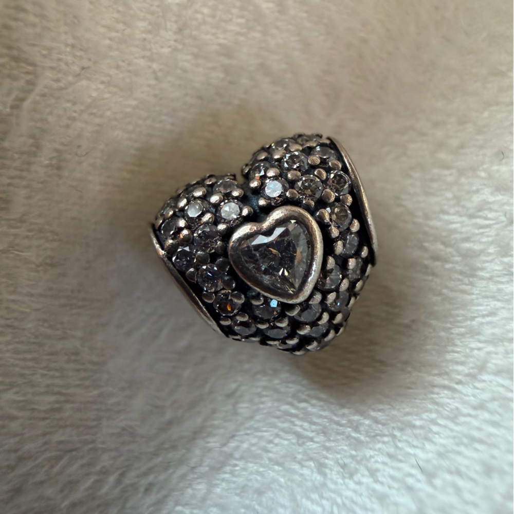 Pandora Retired In my Heart CZ Elegant Sterling Silver Heart Charm